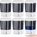 Hushee 6 Pcs Plastic Wall Mounted Soap Dispenser Commercial Manual Soap Dispenser Containers for Kitchen Shower Hotel