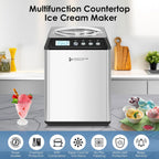Homtone 2.64QT Ice Cream Maker with Compressor, Largest Capacity Automatic Ice Cream Maker Machine - No Pre Freezing, Gelato Maker with 3 Modes, LCD Digital Display, All Stainless Steel, 2H Keep Cool