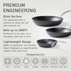 Made In Cookware - 3 Piece (Includes 8",10",12") Seasoned Blue Carbon Steel Frying Pan - (Like Cast Iron, but Better) - Professional Cookware - Crafted in Sweden - Induction Compatible