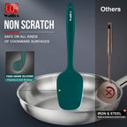Walfos Silicone Spatula Set of 5 - (600°F) High Heat Resistant Dark Green Kitchen Scraper Spatulas, One-Pieces Seamless Design, Perfect for Cooking Mixing & Baking - BPA Free and Dishwasher Safe