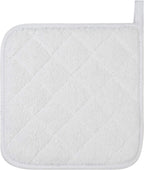 100% Cotton Kitchen Everyday Basic Terry Pot Holder Heat Resistant Coaster Potholder for Cooking and Baking Set of 5 White
