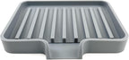 Happitasa Silicone Soap Dish Tray and Sponge Holder with Drain Chute, Pack of 2 | Bathroom and Kitchen Sink Organizer Caddy (Grey, 5.2"x4", 7.2 Ounces)