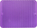 Silicone Dish Drying Mat for Multiple Usage,Easy clean,Eco-friendly,Heat-resistant Silicone Mat for Kitchen Counter or Sink,Refrigerator or drawer liner Purple L 16 inches x 12 inches