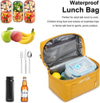 NOL Natural Organic Lifestyle Reusable Insulated Lunch Bags for Adults Lightweight Nylon Waterproof Lunch Box with Removable Adjustable Strap Insulated Lunch Bag for Work (Small Earth-yellow)