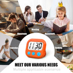 2 Pack Digital Kitchen Timer for Cooking Big Digits Loud Alarm Magnetic Backing Stand Cooking Timers for Baking Orange