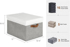 StorageWorks Storage Bins with Lids, Decorative Storage Boxes with Lid and PU Handles, Foldable Storage Baskets for Closet, Shelves, Stackable, Grey and White, Jumbo, 3-Pack