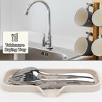 YASMEN Silicone Bathroom Soap Dishes, Sink Sponge Holder for Kitchen, Rubber Soap Dish with Drain, Shower Soap Sponge Tray, Sink or Counter Organizer, for Bar Soap, Bottle, Dish Soap Dispenser-Tapioca