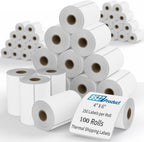 9527 Product 4x6 Blank Direct Thermal Shipping Labels for Zebra 2844 Zp-450 Zp-500 Zp-505,250 Labels/Roll,Total 100 Rolls