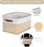 DECOMOMO Storage Baskets for Shelves - Fabric Storage Bins, Linen Closet Organizers and Storage (Beige & White, Large - 3 Pack)