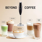 Zulay Kitchen Powerful Double Whisk Milk Frother Handheld - Foam Maker With Stand - Whisk Drink Mixer for Coffee, Mini Foamer for Latte, Matcha, Frappe, Hot Chocolate & Cappuccino (Metallic Black)
