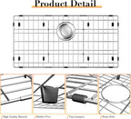 28-3/8’’ x 14-3/16’’ Stainless Steel Sink Grid, Sink Protectors for Kitchen Sink, Sink Protector with Rear Drain for Single Sink Bowl, Sink Bottom Grid, Sink Grate for Bottom with Sink Strainer