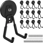 12 Pcs Magnetic Hooks Heavy Duty, Large Strong Magnetic Storage Hook for Hanging Garage Tool, 66mm Magnet Hooks with Anti-Slip Coating, Magnetic Holder for Power Drill/Metal Cabinet/Garden Tools