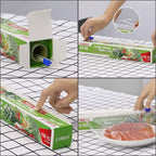 KAMMAK Plastic Wrap with Slide Cutter - 4 Pack 12 inch Clear Cling Film, 300 Square FT Roll - BPA Free, Microwave Safe, Quick Cut Kitchen Wrap