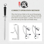 MITSUMOTO SAKARI 10 inch Japanese Honing Steel - Flat Diamond Knife Sharpening Rod, Professional High Carbon Sharpener with ABS Handle & Powerful Magnet