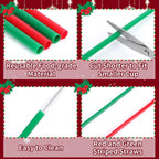 JANYUN 30 Pcs Christmas Straws Plastic, Reusable Red and Green Straws 9 Inch Xmas Hard Plastic Drinking Straws with Cleaning Brush for Holiday Christmas Party Favors Supplies Table Decoration