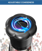 CIRCLE JOY Manual Salt and Pepper Grinder Set For Professional Chef, Refillable Salt and Pepper Shakers with Ceramic Blades, Adjustable Coarseness and BPA-free 180ml Glass Container, Short Black White