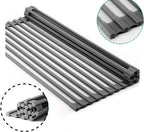 Dowell Over The Sink Roll-Up Dish Drying Rack, Foldable Tube Design, Space Saving Sink Organizer, Sturdy, Easy to Clean, Stylish Look - Triangle+Rectangular - Full Silicone
