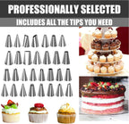 Cake Decorating Supplies Kit - Cake Turntable Set with 48 Icing Piping Tips, 20 Disposable Pastry Bags, 2 Couplers, Baking Tools for Beginners