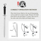 MITSUMOTO SAKARI 10 inch Japanese Honing Steel - Round Diamond Knife Sharpening Rod, Professional High Carbon Sharpener with ABS Handle & Powerful Magnet