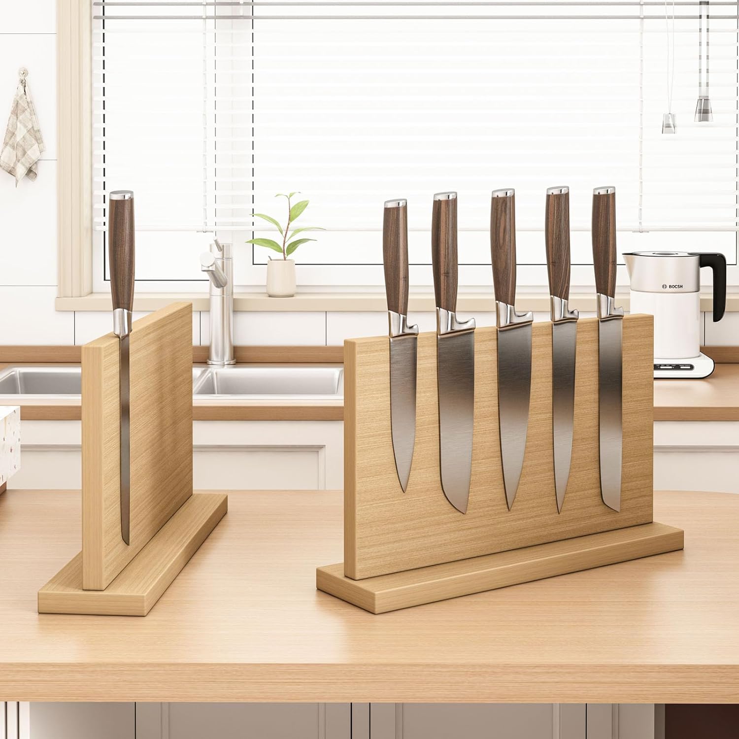 Extra Large Magnetic Knife Holder, Double-Sided Magnetic Knife Block Universal Multi-function Display Rack for Kitchen Counter