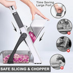 Upgrade Safe Mandoline Slicer for Kitchen, Vegetable Chopper Slicer, Potato Slicer Thickness Adjuster, French Fry Cutter, Veggie Onion Dicer Faster Kitchen Mandolin for Meal Prep (White)