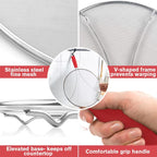 Splatter Screen for Frying Pan & Food Strainer,13 Inch Stainless Steel Grease Splatter Guard,Shield from Splashing Oil, Dishwasher Safe(Red)