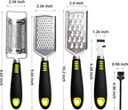 5 Pcs Stainless Steel Cheese Grater with Handle, Handheld Lemon Zester Grater with Handle, Hand Graters for Kitchen Graters & Peeler & Slicer, for Vegetable Fruit Kitchen Aid, with 1 Brush & 1 Box