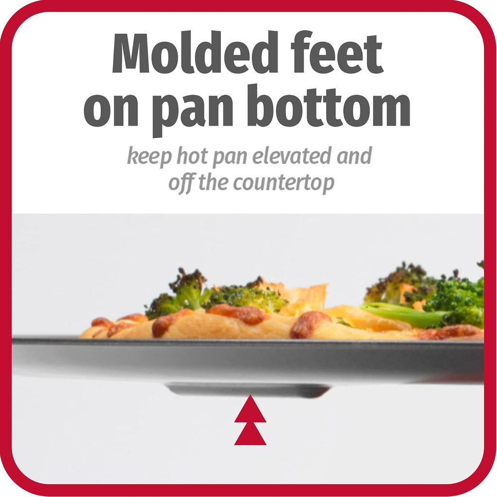 GoodCook AirPerfect 14" Insulated Nonstick Carbon Steel Pizza Pan with Cutting Guides, Perforated Nonstick Pizza Pan, Gray