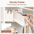 StorageWorks Storage Bins, Fabric Storage Bins for Shelves, Storage Baskets with Metal Frame, Closet Baskets and Bins with Handles, Natural Color, 2-Pack