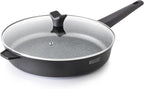 THE ROCK SOHO 12.5-Inch Non Stick Frying Pan with Lid – Nothing Sticks, Never Warps, Lasts Longer, Healthy Skillet with Heat-Resistant Handle, PFOA Free, Oven & Dishwasher Safe, Black