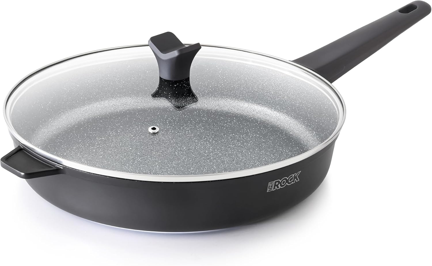 THE ROCK SOHO 12.5-Inch Non Stick Frying Pan with Lid – Nothing Sticks, Never Warps, Lasts Longer, Healthy Skillet with Heat-Resistant Handle, PFOA Free, Oven & Dishwasher Safe, Black