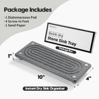 Water Absorbing Stone Sink Caddy Kitchen Sink Organizer Tray, Diatomite Bathroom Counter Tray, Faucet Drying Mat Coaster Soap Dish Rack Riser Dispenser Sponge Holder, Charcoal 10" x 4"