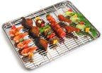 Baking Sheet with Rack Set, Yododo Set of 4 (2 Sheets + 2 Racks), Stainless Steel Cookie Sheet Baking Pan Tray with Cooling Rack, Non Toxic & Heavy Duty & Easy Clean - Size of 12 inch