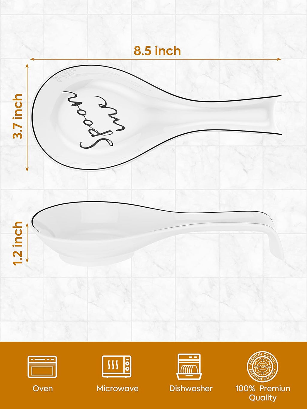 NJCharms Ceramic Spoon Rest for Stove Top, Porcelain Spoon Holder, Large Utensil Rest for Kitchen Counter, Spoon Rest for Spoon, Ladle, Spatula, Modern Farmhouse Kitchen Decor, 1 Pcs