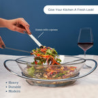 Regent 18/10 CONTEMPO Chromeplated 9.8”inch 25cm Salad Bowl with Stainless Steel Servers, Big Salad Bowls with Perfect for Fruits, Vegetable or Salads
