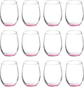 DISCOUNT PROMOS Stemless Wine Glasses by ARC 5.5 oz. Set of 12, Bulk Pack - Perfect for Hotel, Bar, Restaurant or Lounge - Pink