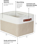 DECOMOMO Storage Baskets for Shelves - Fabric Storage Bins, Linen Closet Organizers and Storage (Beige & White, Large - 4 Pack)