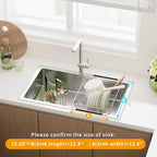 JAQ Dish Drying Rack in-Sink, 304 Stainless Steel Dish Drainer with Stainless Steel Silverware Holder Over Inside Sink-Adjustable 15.16" to 20.59" Maximium 13 Upright Dishes