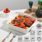 Sweejar Ceramic Baking Dish, 9 x 9 Cake Baking Pan for Brownie, Porcelain Square Bakeware with Double Handle for Casserole, Lasagna, Family Dinner (White)