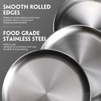 Thenshop 8 Pieces 9 Inch Pizza Pans Bulk Stainless Steel Sets Round Bakeware Pizza Trays for Oven Kitchen Baking Home Restaurant Safe Sturdy Reusable Easy Clean(Silver)