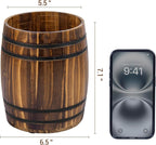 MyGift Wine Barrel Design Kitchen Utensil Crock, Vintage Rustic Burnt Wood Cooking Tool Holder