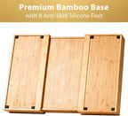Umilife Extra Large Expandable Kitchen Siverware Utensils Drawer Organizer, 19" Deep for Big Drawer, Adjustable Bamboo Wood Drawer Divider with Curved Grooves, Cutlery Tray Flatware Holder
