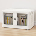 115Qt Stackable Storage Bins with Individual Lids & Wheels, Large Plastic Collapsible Latching Boxes Closet Organizers and Storage Cabinet Shelves Units for Home Kitchen Dorm, 1-Pack White