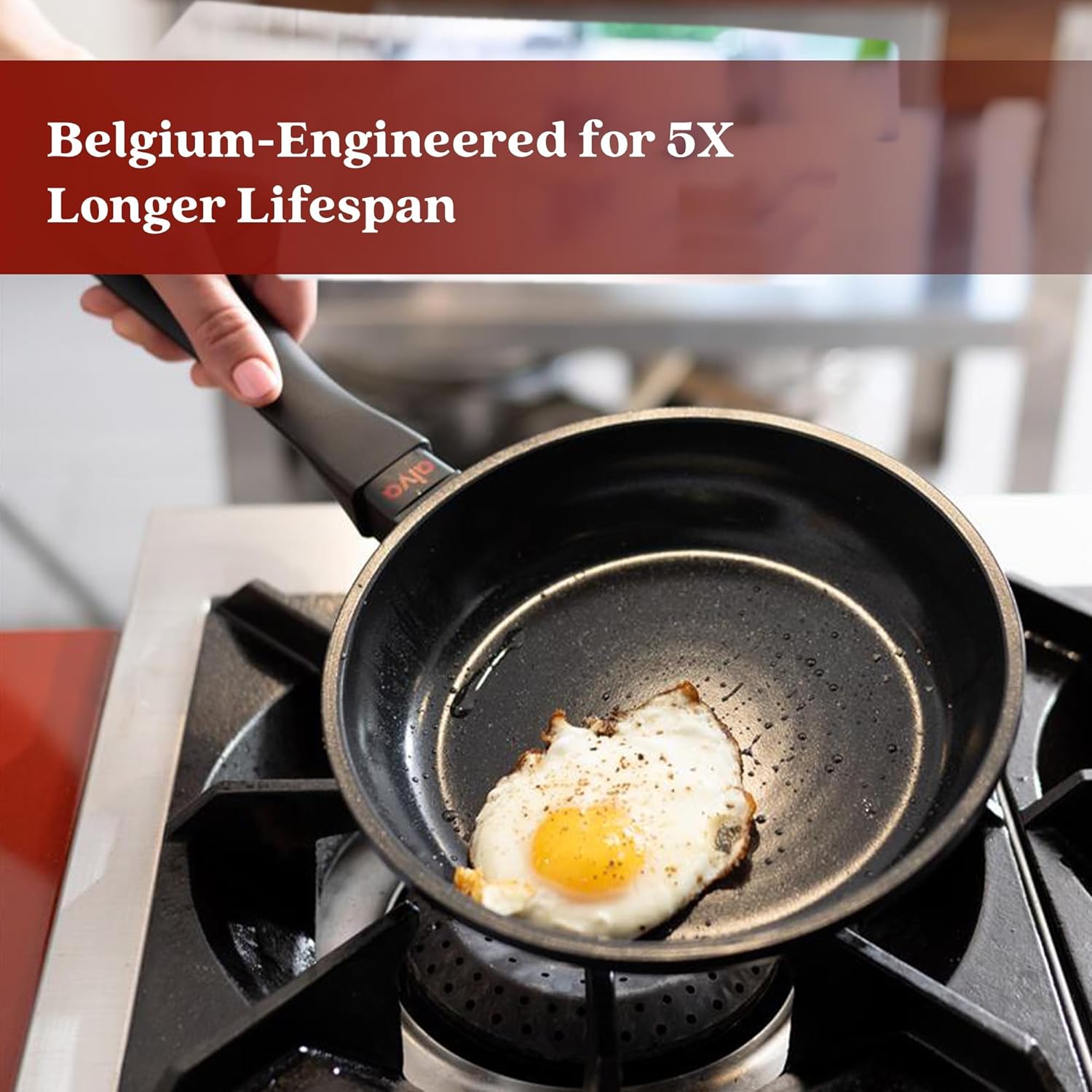 Alva Energy 8" & 9.5" Ceramic Nonstick Frying Pan Set - PFAS-Free, Lightweight, Fast Heating Skillet with Stay-Cool Handle - Non-Toxic, Dishwasher Safe Cookware