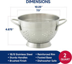 HIC Kitchen Pierced Colander, 18/8 Stainless Steel, 7.5-Inch Bowl, 2-Quart Capacity