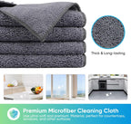 HOMEXCEL Grey Microfiber Cleaning Cloth, 12 Pack Premium Microfiber Towels for Cars, Lint Free, Scratch-Free, Highly Absorbent, Reusable Cleaning Rags for Car, Household, Kitchen, Window, 11.5"X11.5"