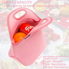 FlowFly Neoprene Kids Lunch box Insulated Soft Bag Mini Cooler Thermal Meal Tote Kit for Boys, Girls,Men,Women,School,Work, Office, Pink