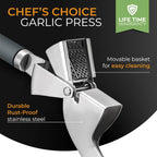 ORBLUE Garlic Press Stainless Steel - Premium Professional Grade Garlic Mincer, Crusher & Peeler Set - Easy Clean, Dishwasher Safe & Rust-proof, Gray