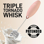 Zulay Kitchen Tornado Whisk Milk Frother with 4 AA Duracell Batteries - Triple Whisk for More Power - Handheld Coffee Frother with Stand - Drink Mixer for Lattes, Matcha & Protein Shakes