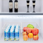 16inch Farmhouse Freezer Wire Baskets Organizer Storage Bins Large Organizer Baskets with Handles for Storage, Office, Kitchen, Pantry, Cabinet, Closets - Set of 6 (White 6)